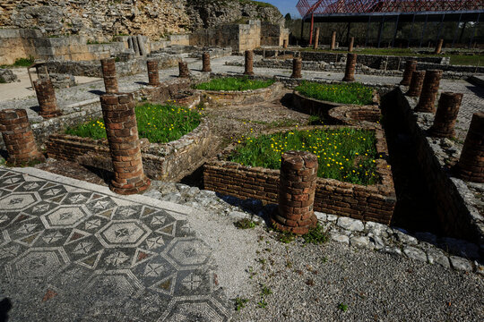 casa de la esvastica,Conimbriga, ciudad del Conventus Scallabitanus, provincia romana de Lusitania, cerca de Condeixa-a-Nova, distrito de Coimbra, Portugal, europa
