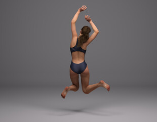 Fototapeta premium 3D Render : Pin-up girl in swimsuit pose action