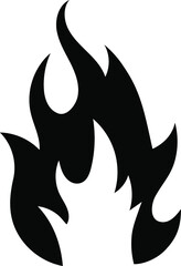 Fire flame icon. Black icon isolated on white background. Fire flame silhouette. Monochrome simple icon. 
