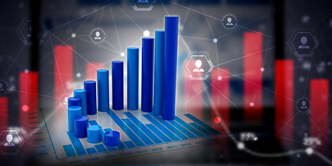 3d rendering Stock market online business concept. business Graph 