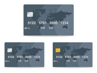 Credit and debit card design in blue gray color