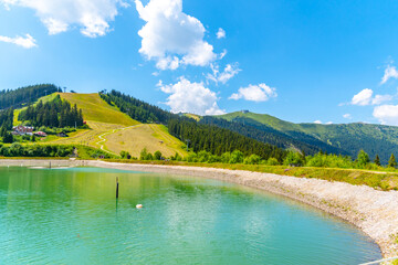 Mountain water reservoir in Austria