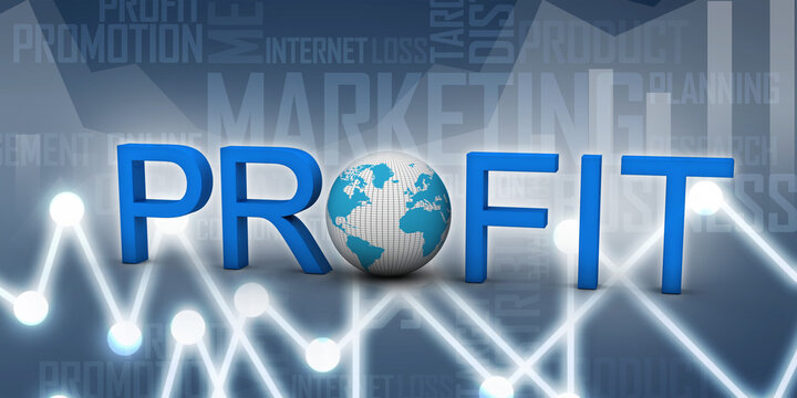 3d rendering Profit with globe
