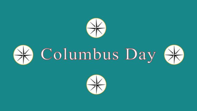Columbus day. Text neon light. Glowing large text of the loop concept.