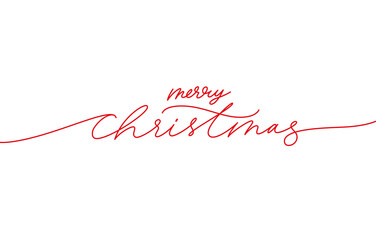 Merry Christmas vector brush pen red lettering. Hand drawn modern line calligraphy isolated on white background. Christmas ink illustration. Creative typography for Holiday greeting card, banner