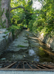 City Canal Drainages to prevent floods. Concrete drainage channel for the transportation of sewage...