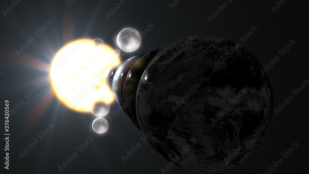 Wall mural parallel universe multiple earth illustration realistic 3d rendering and 3d illustration