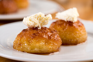 Turkish Dessert Kemalpasa / Sekerpare with milk cream