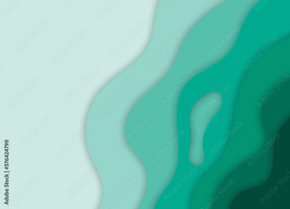 Aufkleber green abstract paper carve background.paper art style of nature concept design.vector illustration.