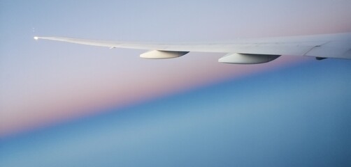 Fototapeta na wymiar aerial view of airplane flying in the sky