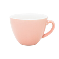 Pink cup of coffee isolated white background