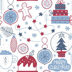 Obraz na płótnie Canvas Christmas & New Year seamless patterns. Colorful background vector. Modern background for сhristmas decor. Vector illustration.
