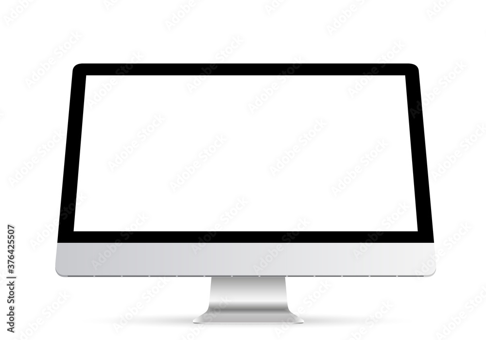 Poster Computer display with blank white screen isolated on a transparent background