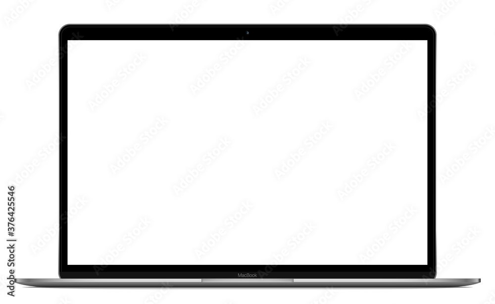 Aufkleber Laptop computer vector realistic illustration isolated on white background. Desktop mock up computer monitor. Realistic vector mockup on black backdrop. EPS 10