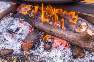 fire in a fireplace