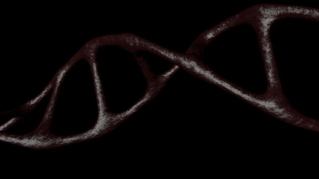 DNA molecule isolated on a black background. A macromolecule that stores the genetic program.