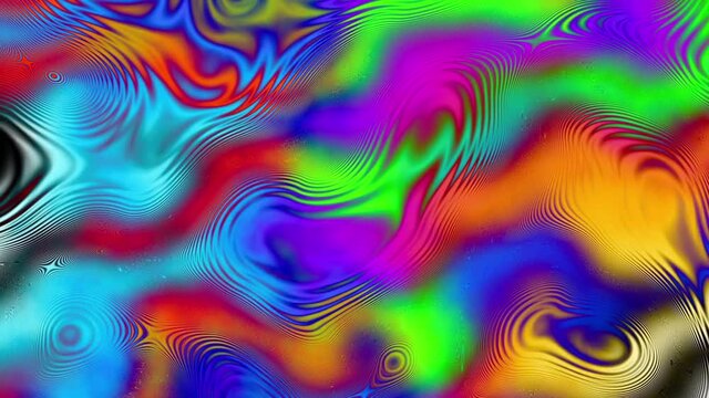 Moving random wavy liquid texture. Psychedelic wavy animated abstract curved shapes. Looping footage.