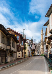 Obraz premium Sehadet Mosque and Yigitler Street view in Bursa. Bursa is populer tourist destination in Turkey.