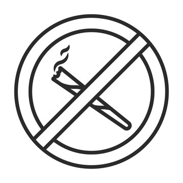 recommend clip art: No smoking marijuana or cannabis smoke ban sign line art icon