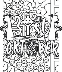 31st October Halloween coloring book design Halloween coloring book page design.