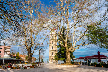 Historical clock tower in Tophane district of Bursa city,