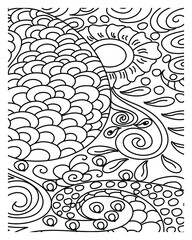 Abstract pattern coloring book page design
