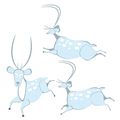 A set of cute deer isolated on a white background. An illustration with three funny wild animals can be used for holiday design, postcards, design of children s clothing or things, banners, pet store.