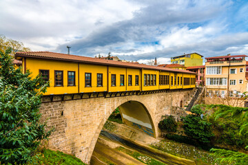 Fototapeta na wymiar Historical Irgandi Bridge in Bursa City