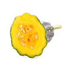 Slice of pumpkin isolated on white background.