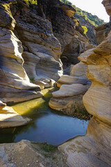 Tasyaran Valley natural park in Usak Turkey water worn out rocks in millions of years