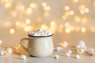 Set with white mug for mockup. The mug with the christmas decorations.