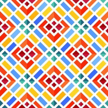 Mediterranean style ceramic tile pattern Ethnic folk ornament Colorful seamless geometric pattern Vintage oriental decorative elements background