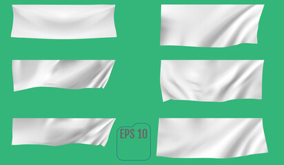 White textile banner with folds template