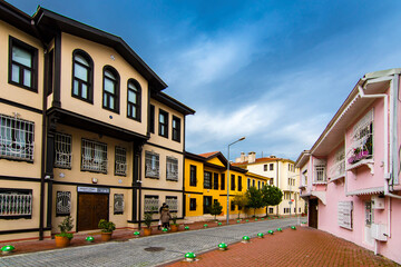 Colorful old Ottoman Houses view in Bursa City. Bursa is populer tourist destination in Turkey.
