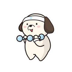 ダンベル体操をする犬