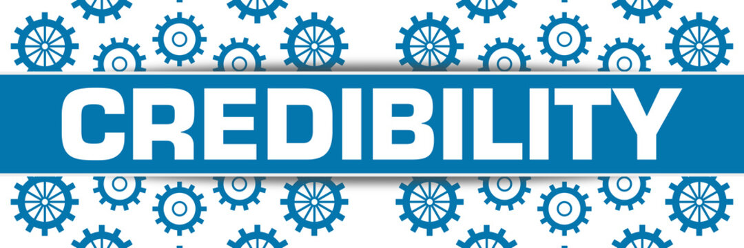 Credibility Blue Gears Texture Circular Horizontal Text 