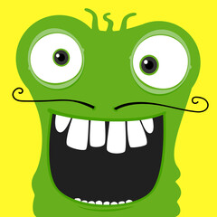 Green funky monster character.Vector happy green monster illustration from funky monster characters collection.