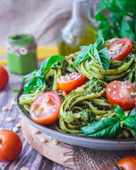 Italian pasta with homemade pesto