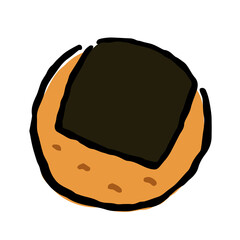 Illustration of Nori Senbei: Illustration like hand drawn illustration with ink and brush