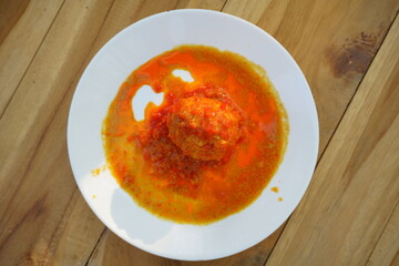 Indonesia traditional chilli boiled egg or known as telur balado.