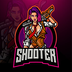 Fototapeta na wymiar Woman shooter esport logo mascot design
