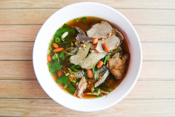 Noodles soup bowl Asian food style - Duck noodle soup in Thailand