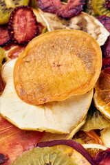 Clouse-up sliced tasty dried fruits