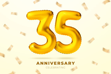 Vector anniversary golden ballons number 35