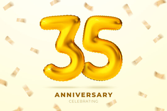 Vector Anniversary Golden Ballons Number 35