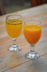 orange juice and passion fruit juice