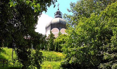 Rzeka, Chmura, Chmury, niebo, kapliczka, Jezus, Maryja, Schody, Cerkiew, Widok,  © woodyd