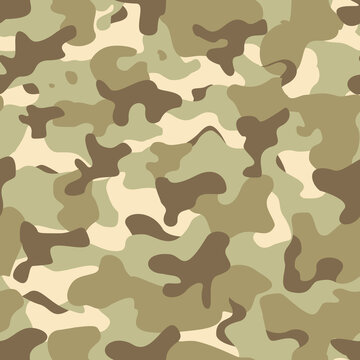 
Camouflage seamless pattern. Army texture from spots. Print on fabric on paper. Vector