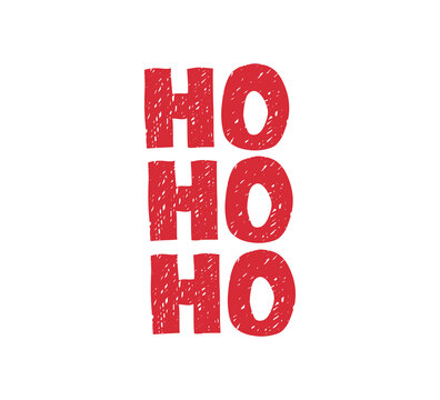 Vector illustration, hand drawn lettering - Ho Ho Ho. Colourful typography design for sticker, postcard, banner, t-shirt print, invitation, greeting card, poster, other graphic design