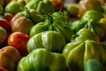 organic vegetables tomatoes, texture of tomatoes of different colors
